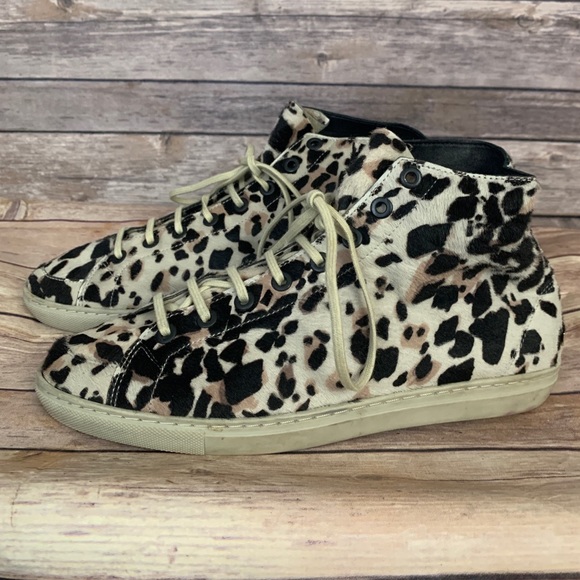 Burberry Animal Print Calfskin High-top Sneakers